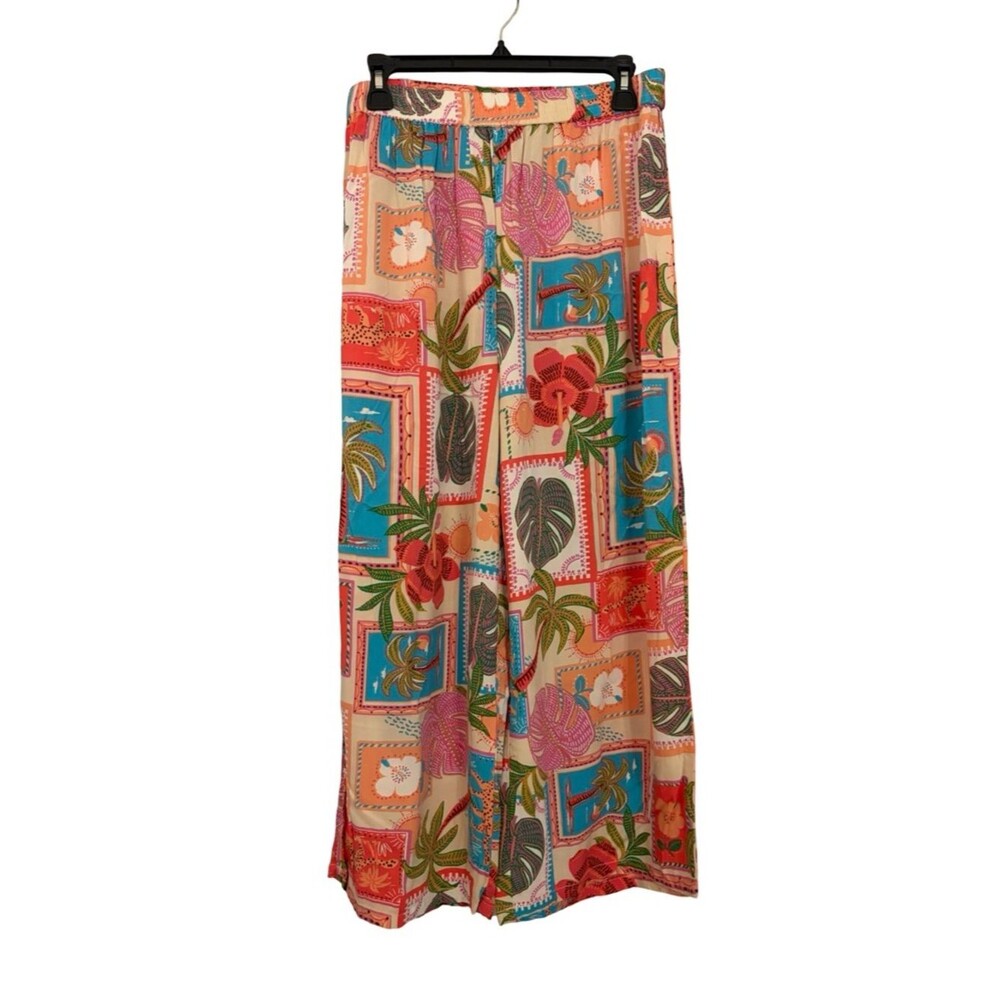 Club Z Collection Womens Medium Tropical Patchwork Beach Cover Up Pants Rayon